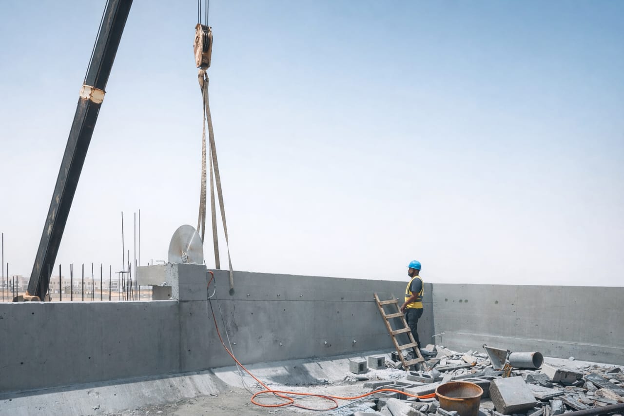 Professional concrete saw cutting tools and equipment used in Dubai