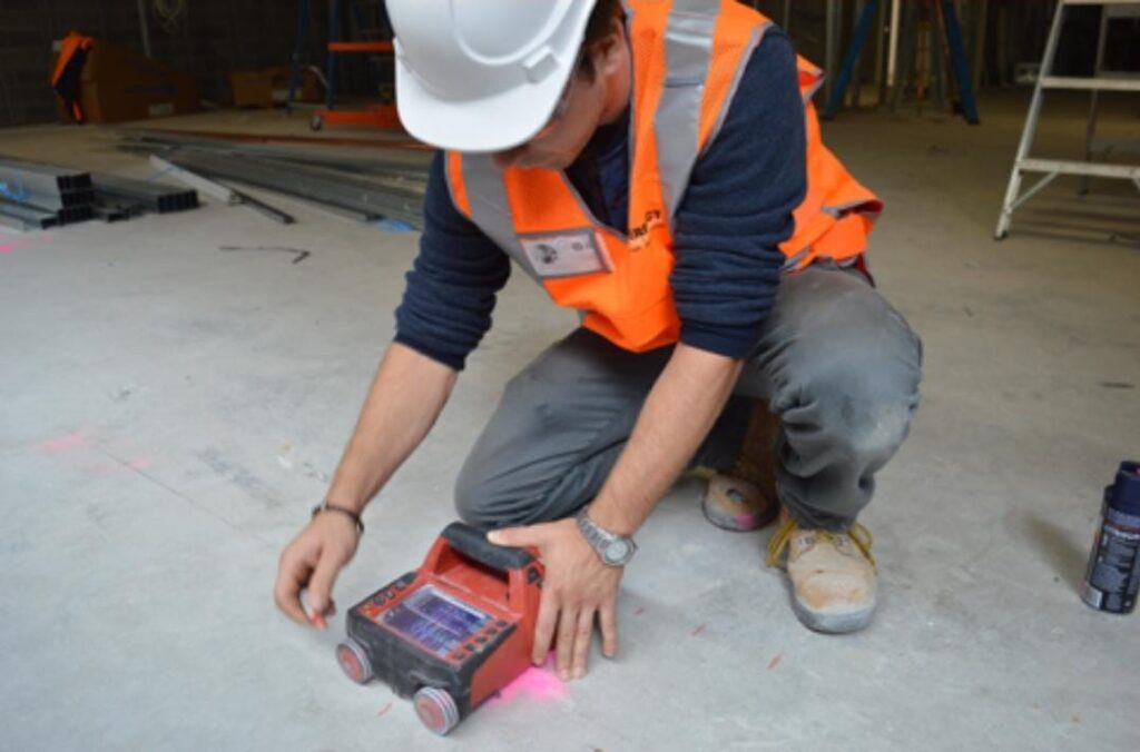 Concrete scanning using GPR machine to detect pipes and rebar in United Arab Emirates construction site