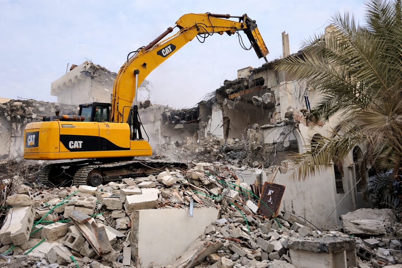 Professional demolition contractor working on building demolition in UAE