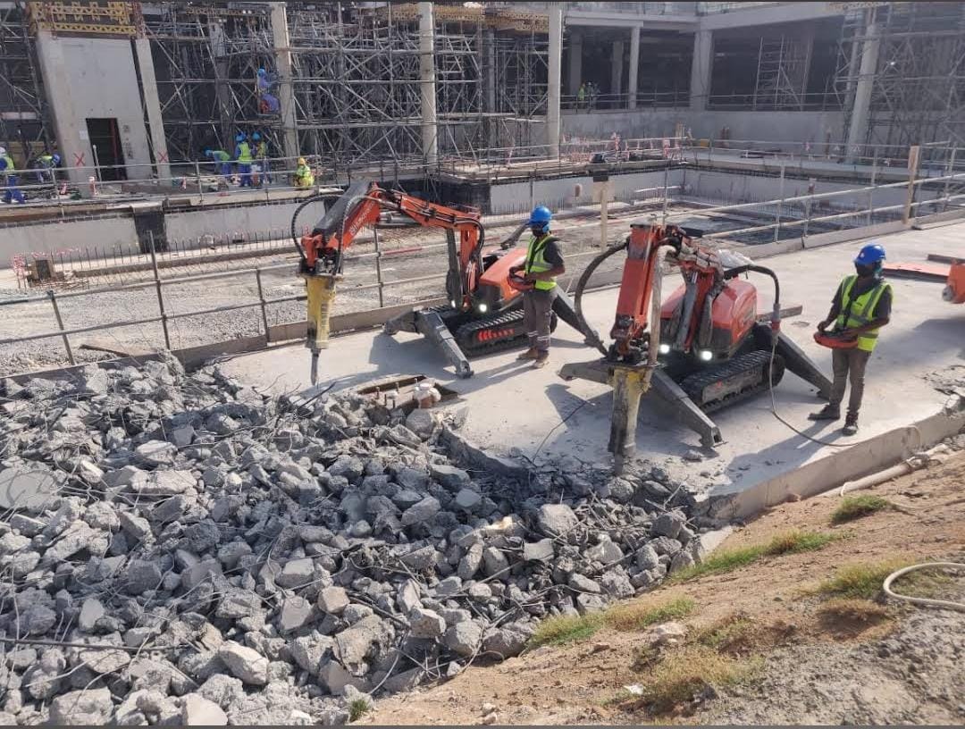 Professional demolition contractor working on building demolition in UAE